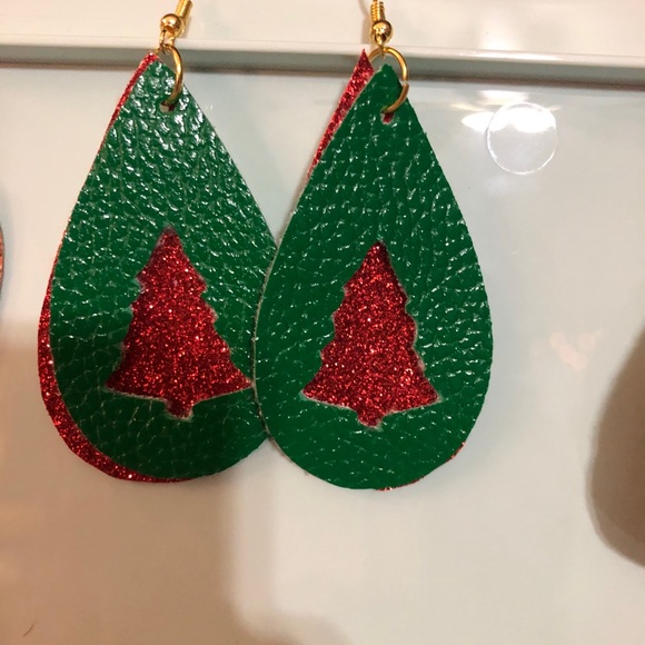 Faux leather/leather earrings. Handmade earrings. - Picture 7 of 16